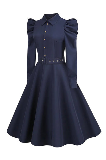Lange ermer Navy Vintage kjole