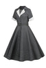 Load image into Gallery viewer, Grå rutete jakkeslag hals vintage kjole