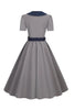 Load image into Gallery viewer, Peter Pan Krage Grå kjole fra 1950-tallet med belte