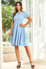 Load image into Gallery viewer, Jewel Neck Blue Vintage kjole med korte ermer