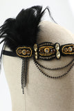 1920-tallet Flapper Black Golden Eight Pieces Tilbehør Set