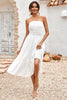 Load image into Gallery viewer, Hvit te lengde stroppeløs graduacion kjole