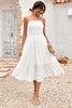 Load image into Gallery viewer, Hvit te lengde stroppeløs graduacion kjole