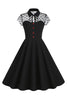 Load image into Gallery viewer, Hepburn Style Black Vintage kjole med korte ermer