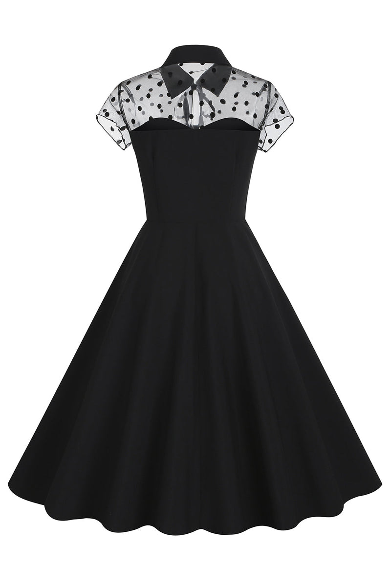 Load image into Gallery viewer, Hepburn Style Black Vintage kjole med korte ermer