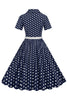 Load image into Gallery viewer, Hepburn Style V Neck Blue Polka Dots 1950-tallskjole