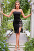 Load image into Gallery viewer, Stroppeløs svart cocktailkjole med blonder