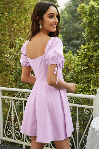 A Line Sweetheart Light Purple Graduation Dress med nøkkelhull