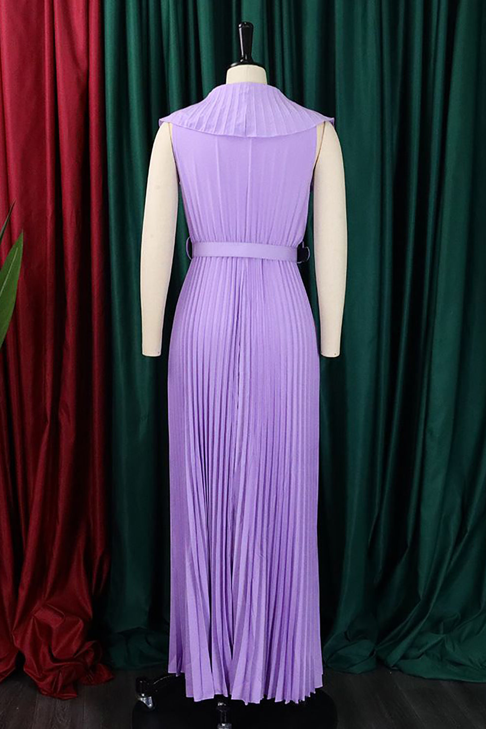 Plus Size Lilla plissert Long Wedding Guest Dress