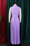 Plus Size Lilla plissert Long Wedding Guest Dress