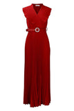 Plus Size Lilla plissert Long Wedding Guest Dress