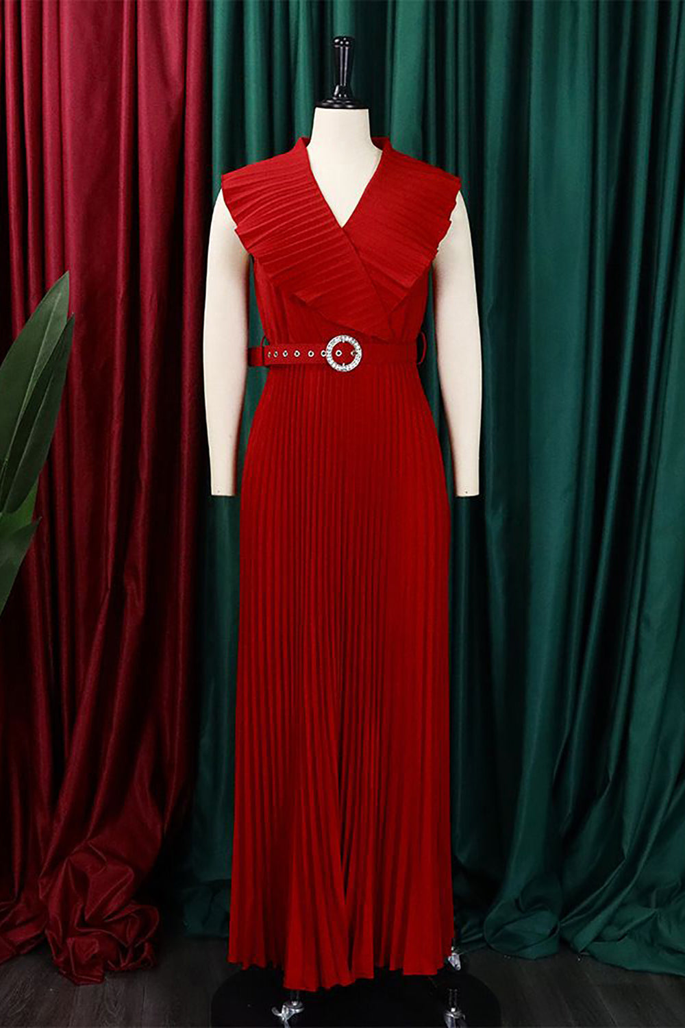 Plus Size Lilla plissert Long Wedding Guest Dress