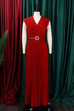 Plus Size Lilla plissert Long Wedding Guest Dress