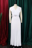 Plus Size Lilla plissert Long Wedding Guest Dress