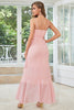 Load image into Gallery viewer, Blush Chiffon Asymmetrisk skjede Bryllup Guest Dress