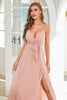 Load image into Gallery viewer, Aprikos Chiffon Long Wedding Guest kjole med Slit