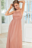 Blush Halter A Line Prom Dress