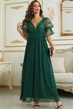 Burgund Chiffon brudepike kjole med blonder