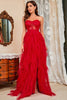 Load image into Gallery viewer, Stroppeløs svart korsett Prom kjole med spalt