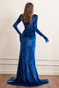 Load image into Gallery viewer, Velvet Long Sleeves Prom Dress med Slit
