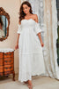 Load image into Gallery viewer, Av skulderen hvit casual kjole