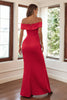 Load image into Gallery viewer, Av skulderen rød skjede lang formell kjole
