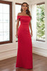 Load image into Gallery viewer, Av skulderen rød skjede lang formell kjole