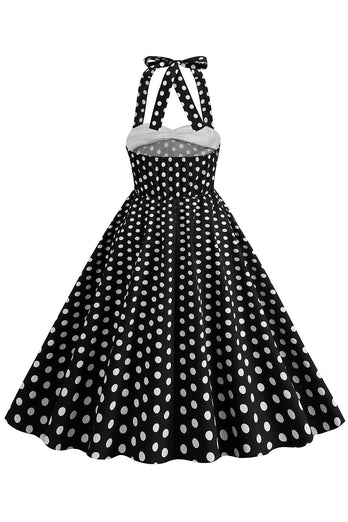Red Halter Polka Dots kjole fra 1950-tallet