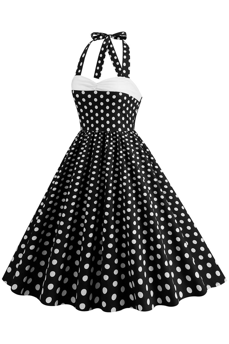 Load image into Gallery viewer, Red Halter Polka Dots kjole fra 1950-tallet