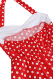 Red Halter Polka Dots kjole fra 1950-tallet