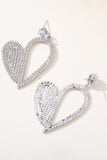 Mote Silver Heart Rhinestone Dangling øredobber for kvinner