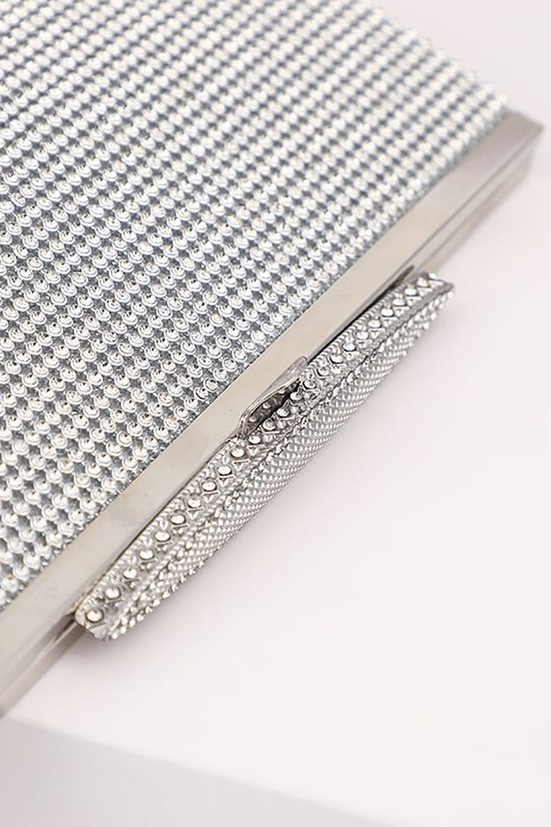 Load image into Gallery viewer, Sølv Rhinestone Evening Clutch Bag