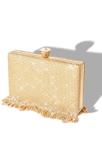 Luksus Rhinestone Tassel Golden Evening Party Clutch Bag