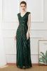 Load image into Gallery viewer, Mørkegrønne paljetter Lang kjole fra 1920-tallet med perler