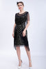 Load image into Gallery viewer, Svart glitter paljetter flapper kjole med frynser
