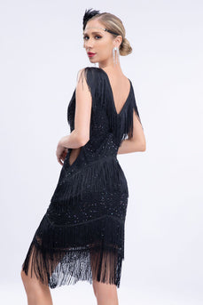 Black Fringes 1920-tallet kjole med ermeløs