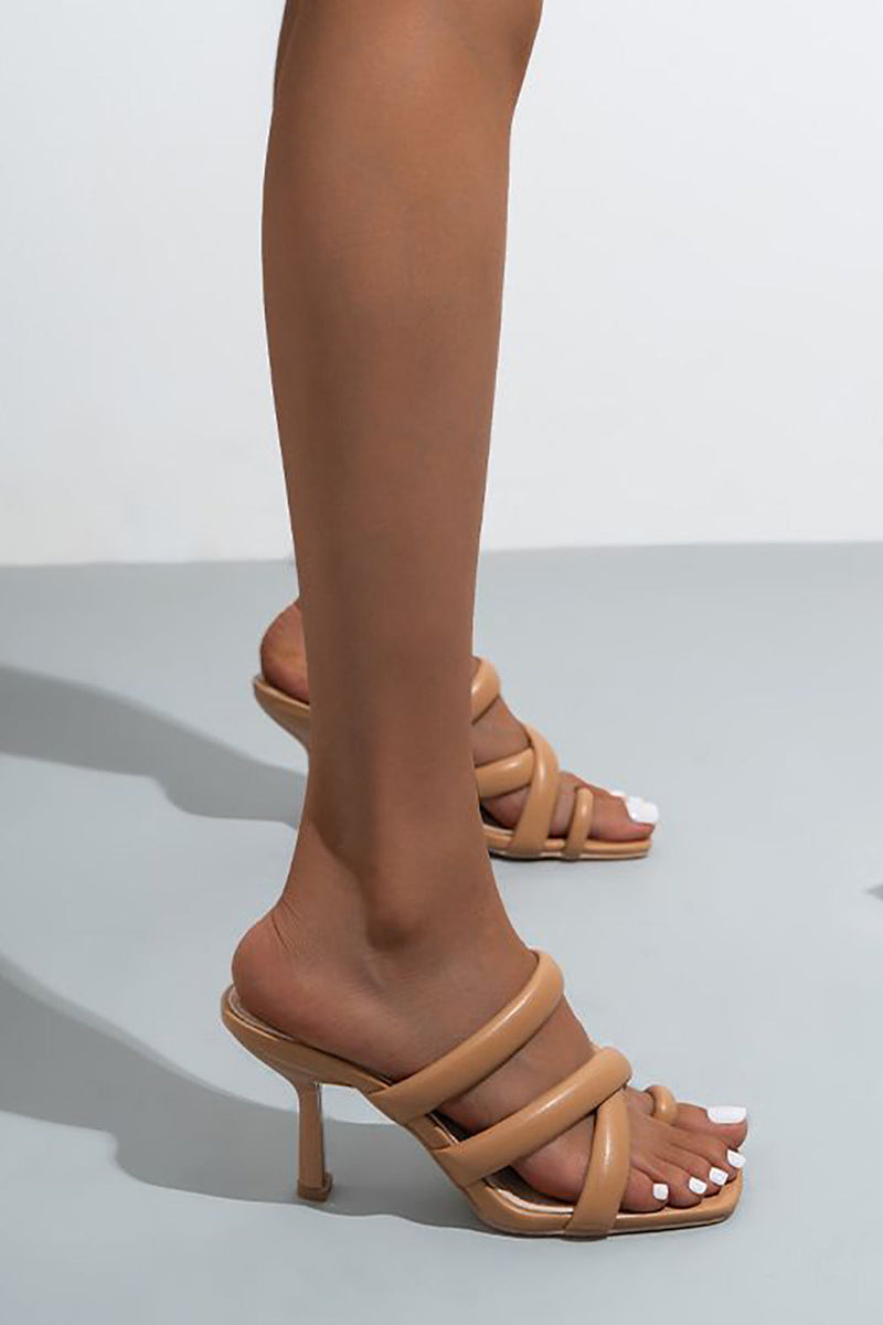 Load image into Gallery viewer, Svart Cutout Square Toe High Heel Sandaler