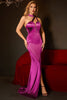 Load image into Gallery viewer, Havfrue ermeløs Fuchsia Long Prom kjole med spalt