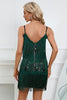Load image into Gallery viewer, Spaghetti stropper Champange Kort Homecoming kjole med frynser