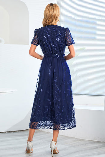 A-Line Blush Casual kjole med korte ermer
