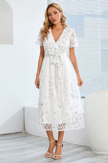A-Line Blush Casual kjole med korte ermer