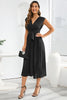 Load image into Gallery viewer, V-hals ermeløs svart casual kjole