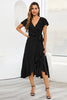 Load image into Gallery viewer, V-hals svart casual kjole med volanger