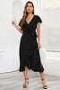 Load image into Gallery viewer, V-hals svart casual kjole med volanger