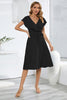 Load image into Gallery viewer, V-hals ermeløs svart casual kjole med volanger