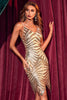 Load image into Gallery viewer, Sparkly Spaghetti stropper Brown Brown Homecoming Dress