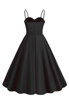 Polka Dots Black Swing 1950-tallet kjole med ermeløs