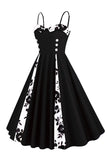 Polka Dots Black Swing 1950-tallet kjole med ermeløs