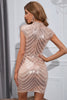 Load image into Gallery viewer, Sparkly Sequin Rose Golden Cap Ermer Bodycon Cocktail Kjole
