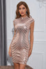 Load image into Gallery viewer, Sparkly Sequin Rose Golden Cap Ermer Bodycon Cocktail Kjole
